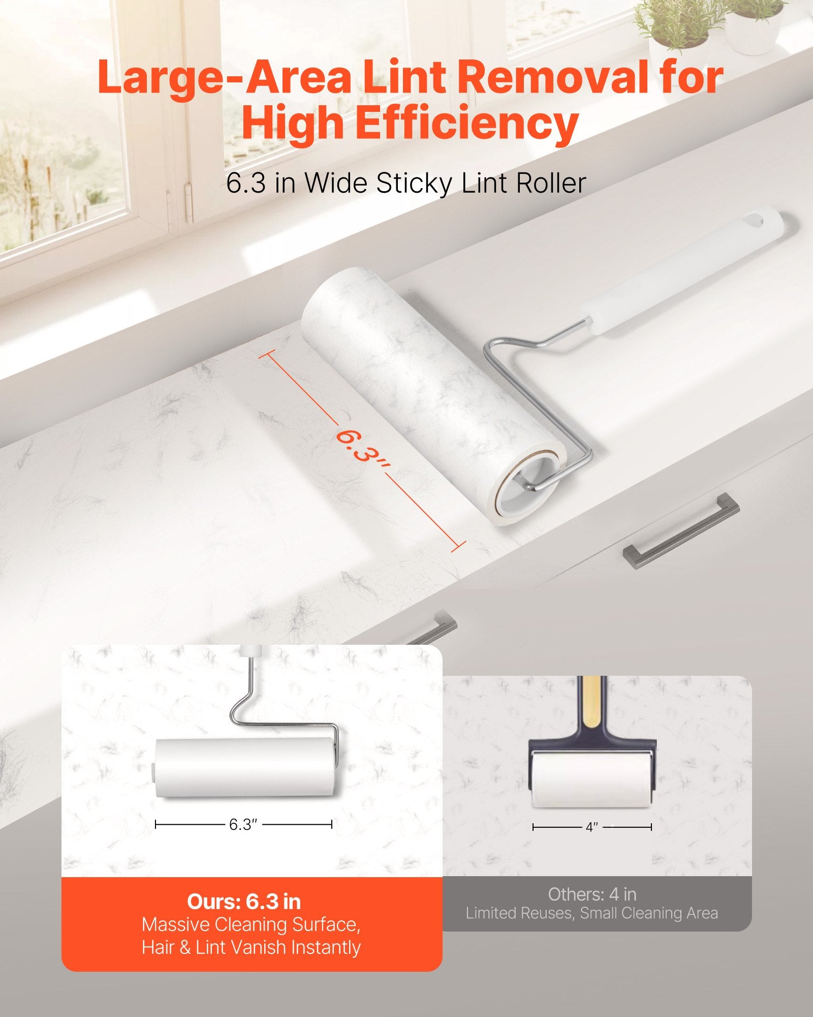 Sticky Lint Roller, 3 Pack Large Pet Hair Rollers Remover Set, 270 Sheets Extra Sticky Lint Roller With Upgraded Handle, Portable Cat And Dog Hair Remover For Carpet, Couch, Clothing And Bedding