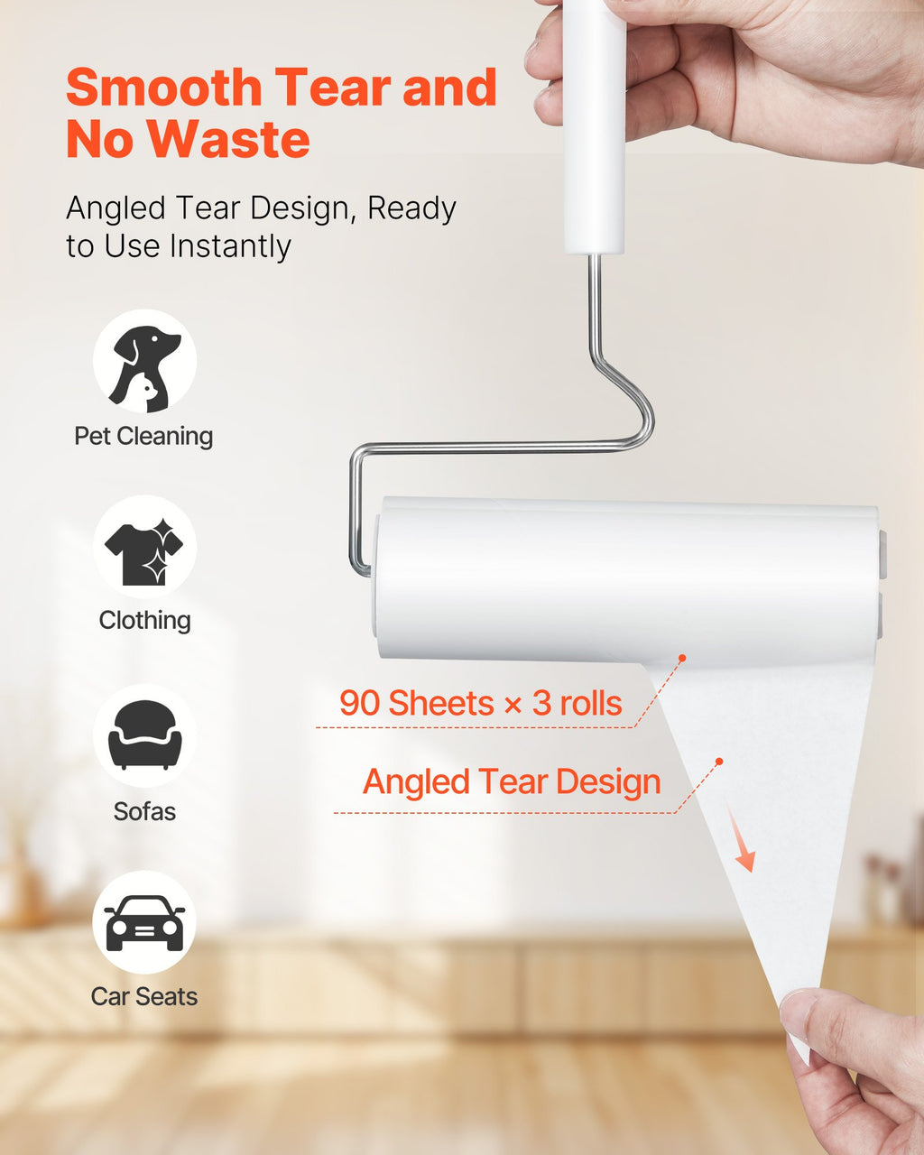 Pet Hair Lint Roller - 3 Pack Extra Sticky Roller for Dogs & Cats